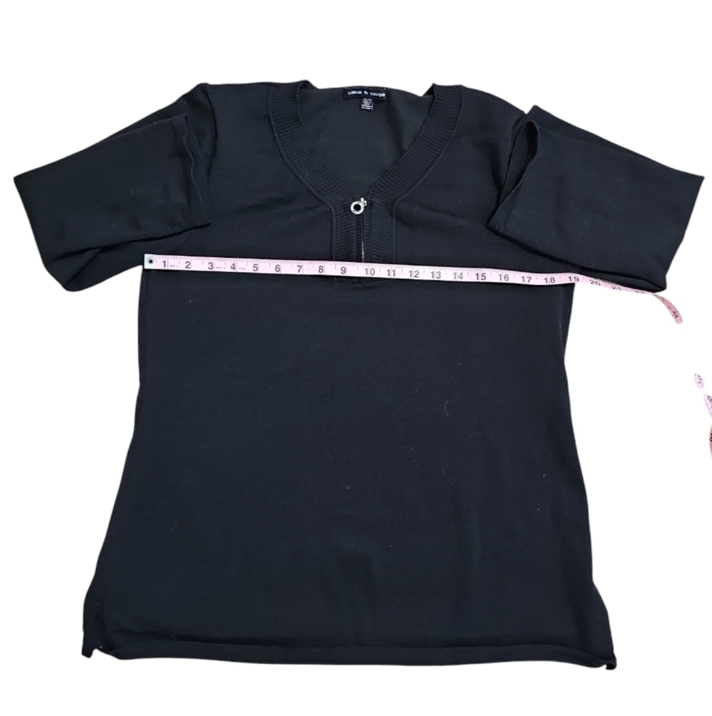 Cable & Gauge Black Zip-Front Tunic Sweater Women’s XL Classic Preppy Minimalist - Picture 6 of 7